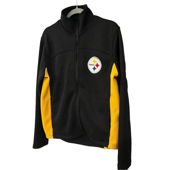 Steelers Unisex Waffle Knit Fleece Lined Full Zip Active Jacket EUC Size Medium - Picture 2 of 10